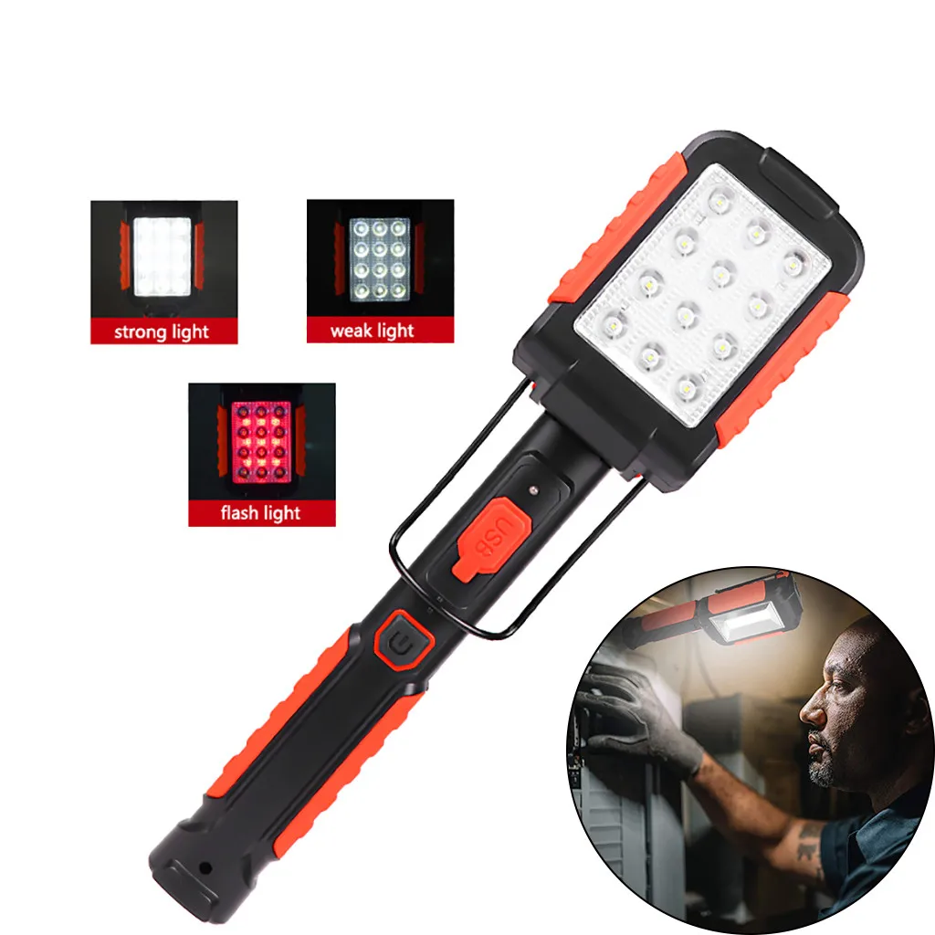 Светодиодный Перезаряжаемые рабочий светильник магнит вспышка с крюком