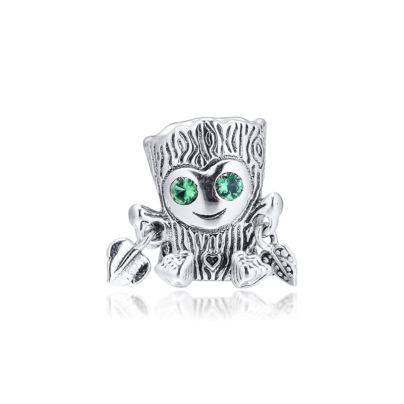 QANDOCCI серебряные бусины 925 пробы талисманы Fit Pandora Браслеты сладкое Дерево Монстр