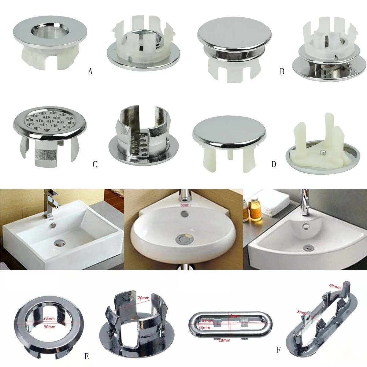 

Wash Basin Overflow Ring Assoeted Artistic Sink Overflow Spare Cover Chrome Trim Bathroom Ceramic Basin Kitchen Basin Accessory