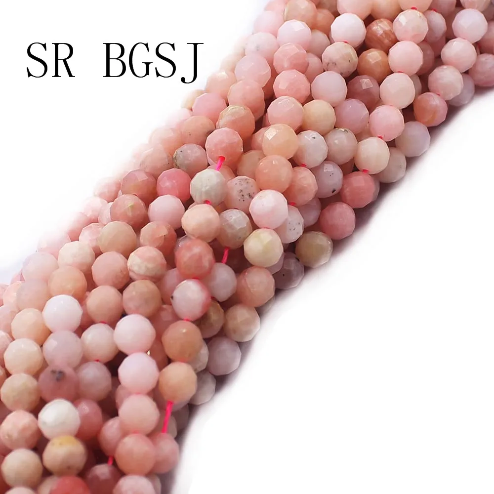 Бесплатная доставка 6 мм граненый розовый опал круглые ювелирные аксессуары