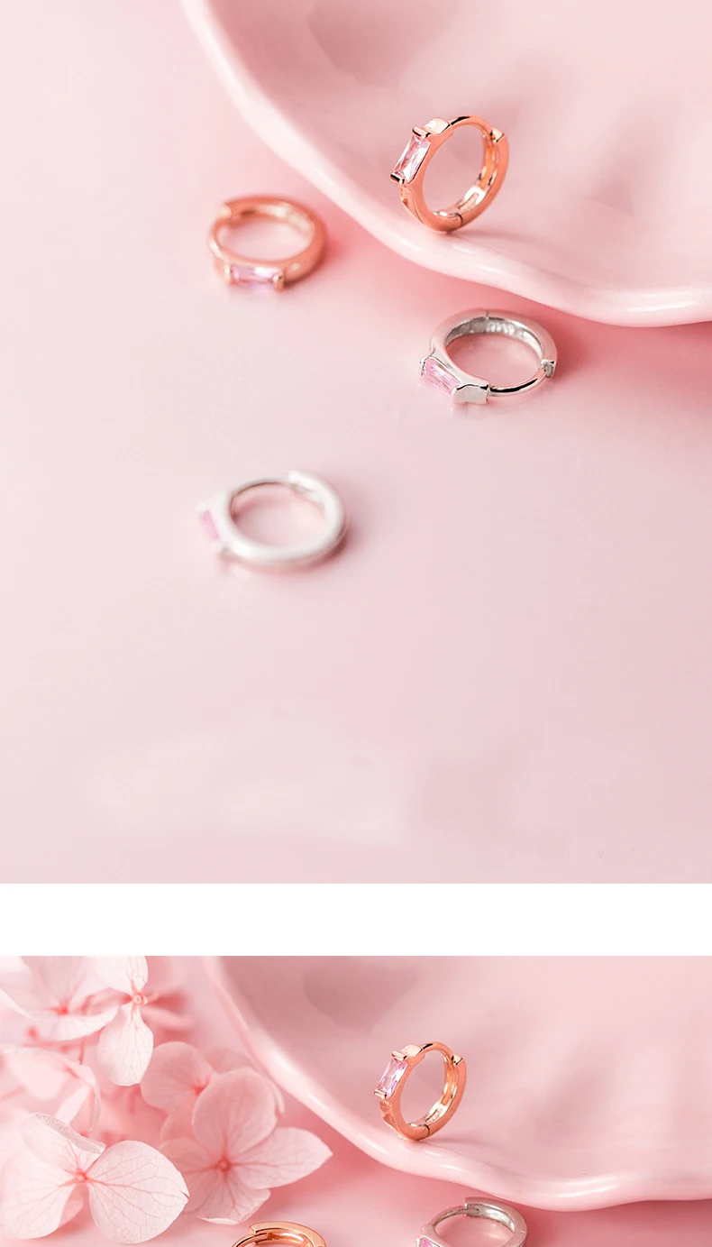 MloveAcc 925 пробы серебряные розовые CZ серьги-кольца серебряные для женщин ювелирные изделия из стерлингового серебра подарок на день Святого Валентина