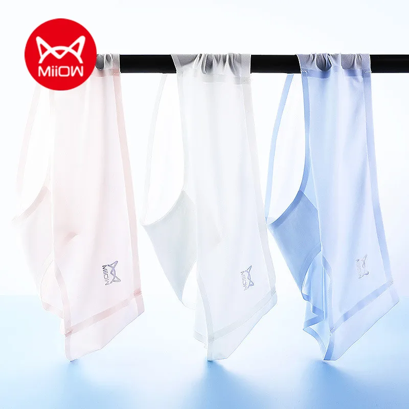 

MiiOW 3pcs Seamless Women's Underwear Ice Silk Cotton Crotch Antibacterial Panties Mid-waist Sexy Thin Breathable Ladies Briefs