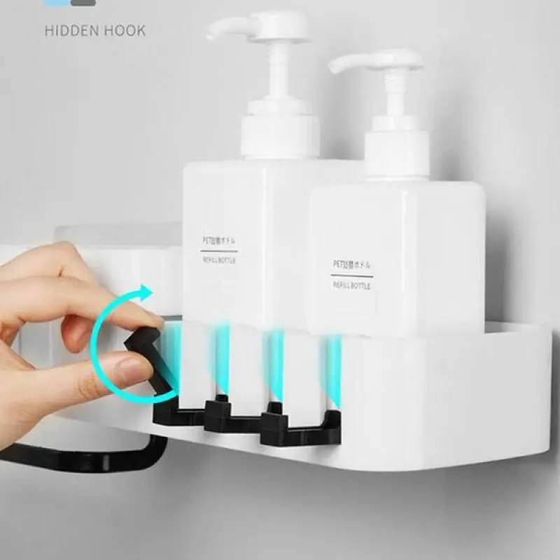 

Seamless Rotating Tripod Seamlessly Adjustable Closet Shelf Organizer Wall Rack No Drilling Kitchen Storage Bathroom Accessories