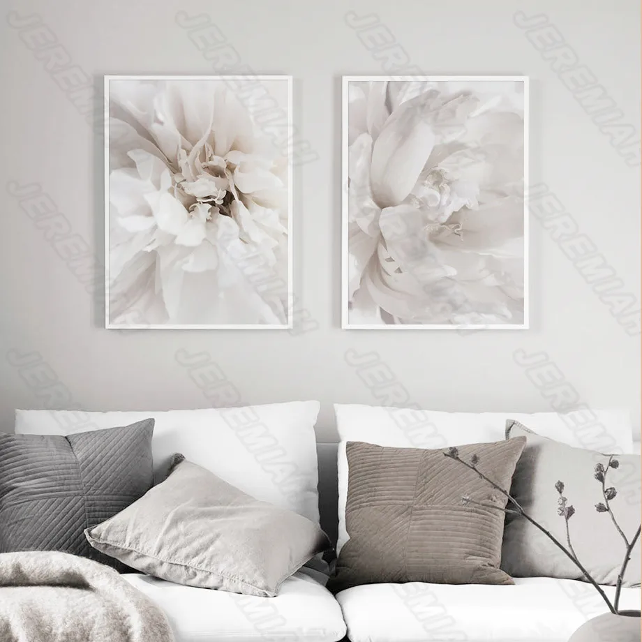 

White Rose Flower Simple Landscape Poster Nordic Style Wall Art Canvas Print Painting Modern Living Room Decoration