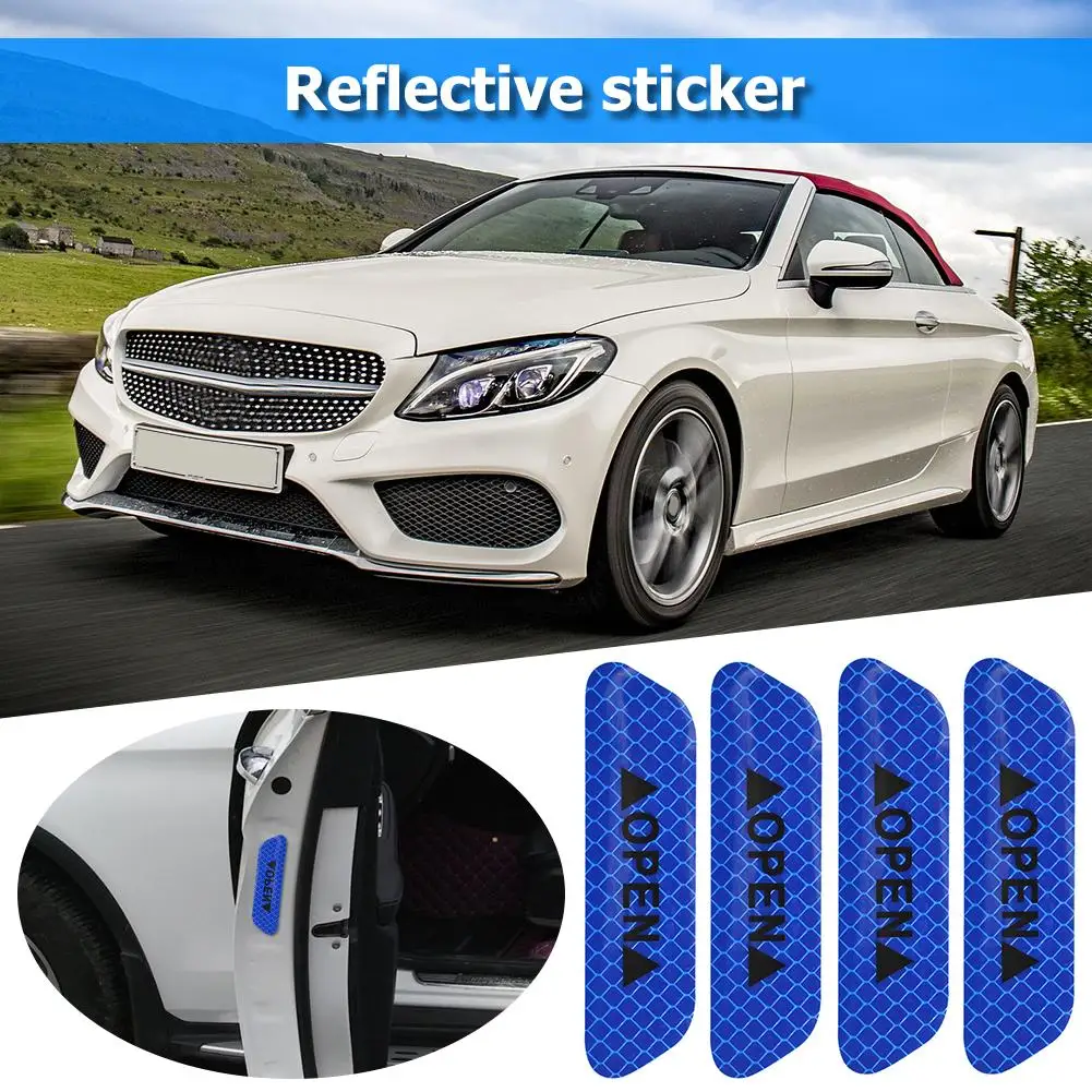 4pcs Car OPEN Reflective Tapes Sticker Auto Door Warning Mark Notice CRV Reflector Strip Reflectant Luminous Reflex Safet New | Автомобили