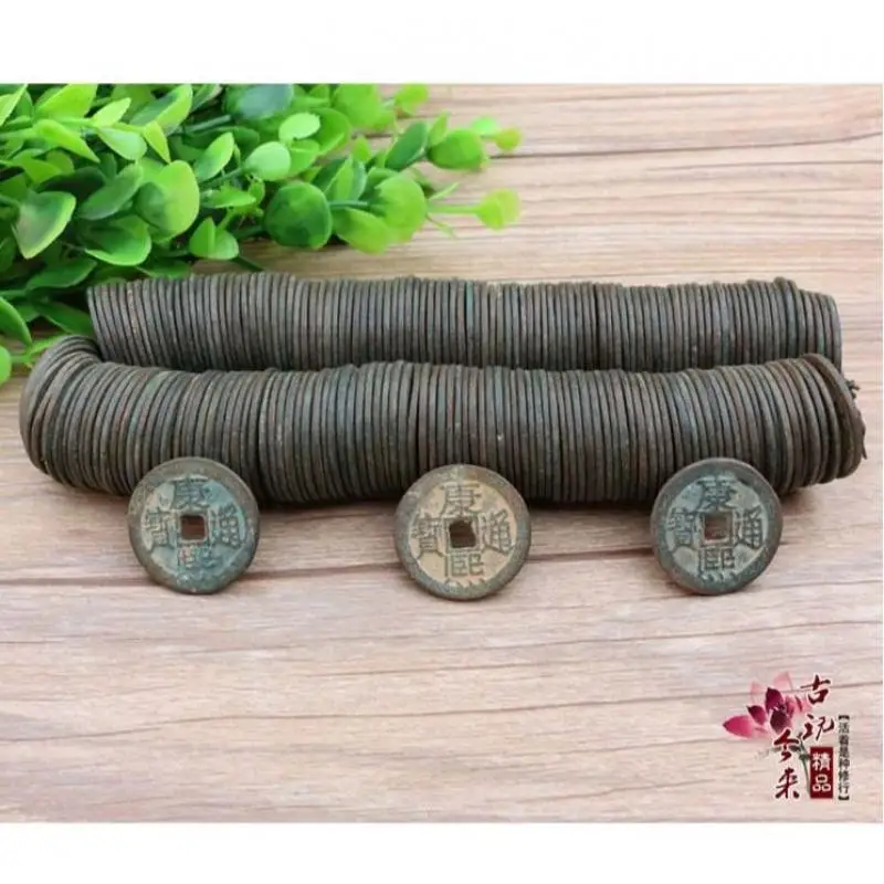 

100 bronze coins and a string of Kangxi Tongbao from rural China