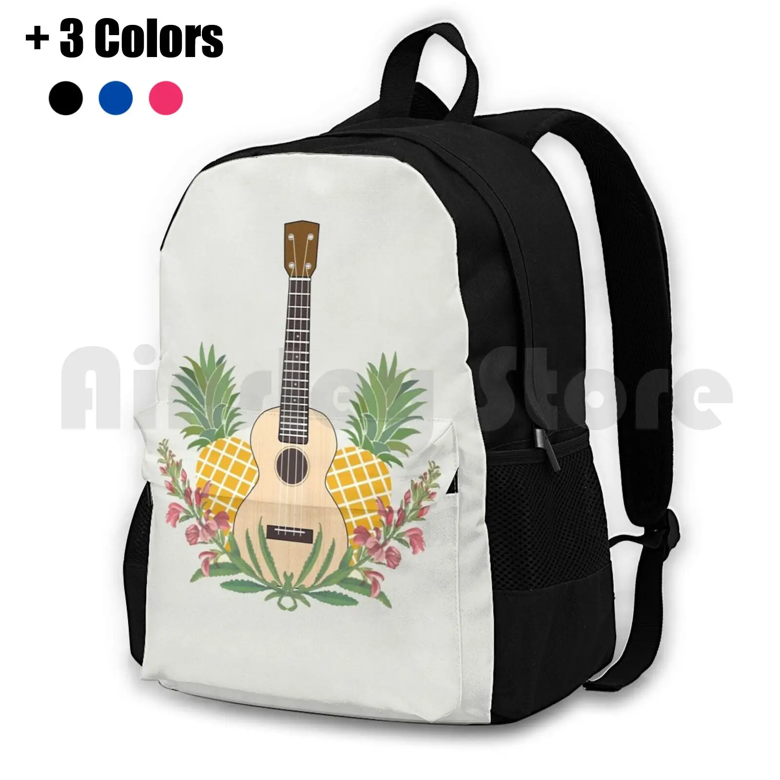 

Flowers Ukulele Outdoor Hiking Backpack Waterproof Camping Travel Flowers Ukulele Uke Ukelele Flower Music Strings Guitar