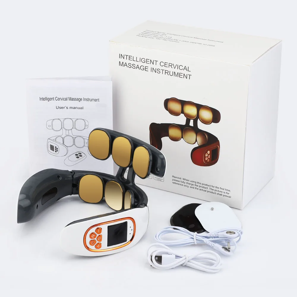 

6 Heads Electric Neck and Back Pulse Massager with Heat Pain Relief Relaxation TENS Cervical Massager with Remote Control