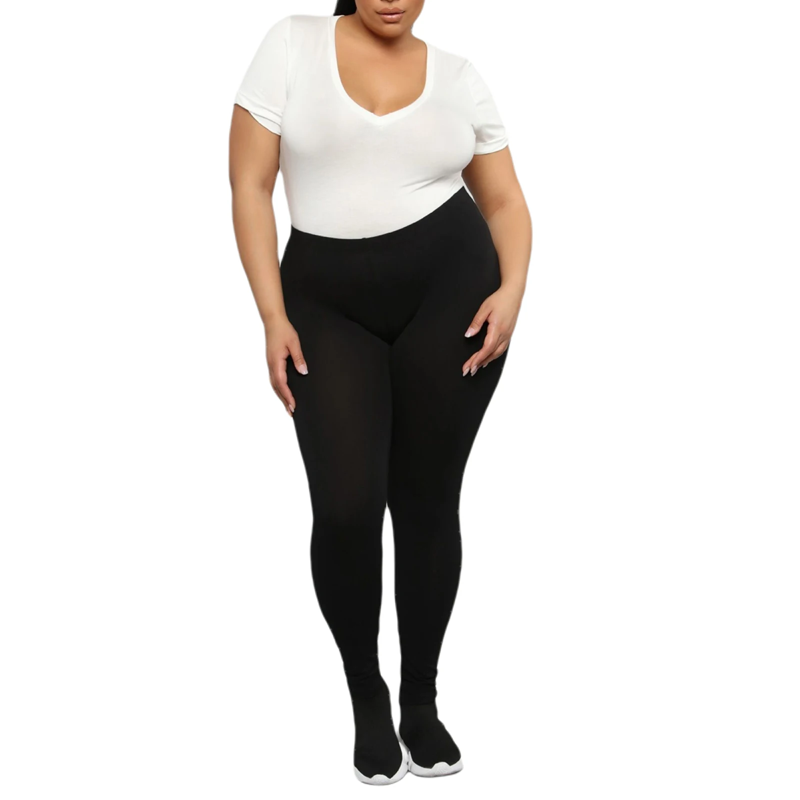 Размера плюс для занятия йогой одноцветные длинные штаны с завязкой на