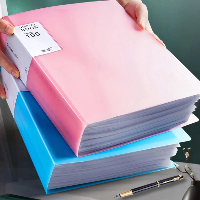 

A4 Folder 100 Pages Large Capacity Transparent Inserts Music Poster Sketch Picture Painting Storage Multi Function