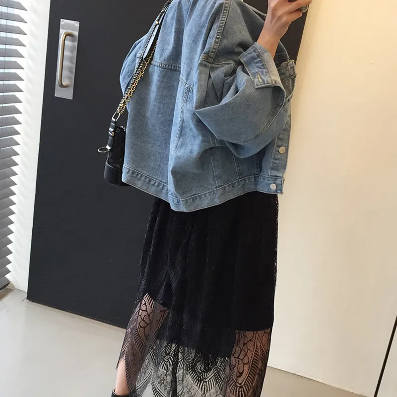 

Chic All Match Women Jacket Puff Sleeve Short Vintage 2021 Spring Chaqueta Mujer Korean Pleated Denim Jacket