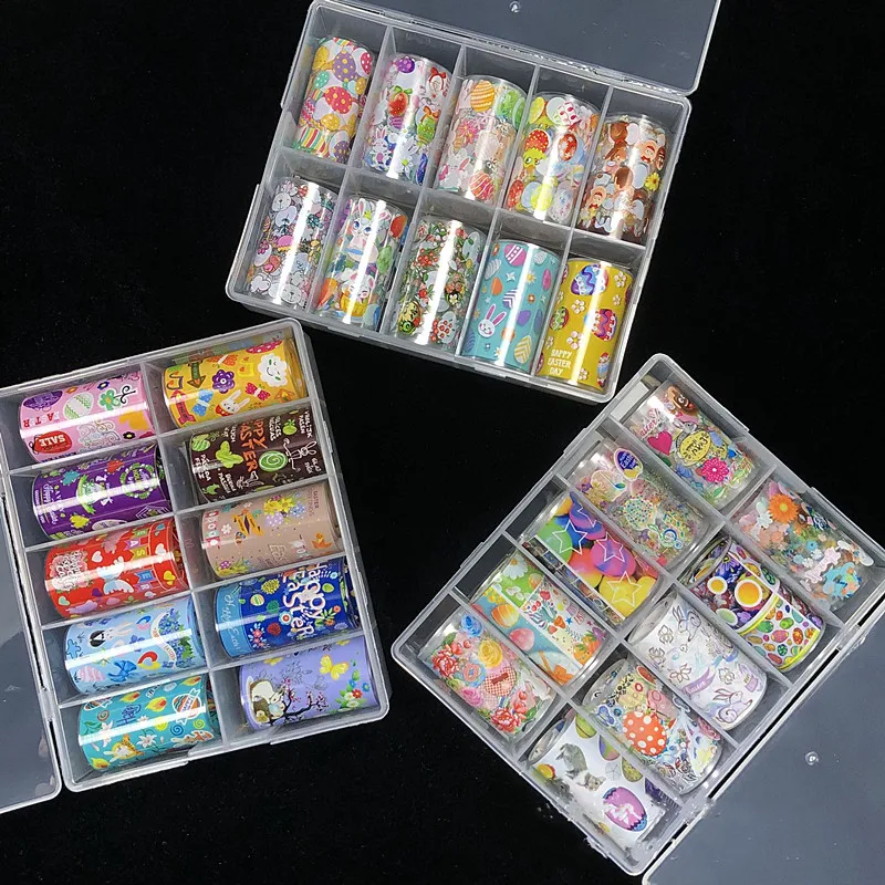 

Easter Rabbit Festival Nail Foil Decals 4*50/100CM Transfer Foil for Wrap Adhesive Manicures DIY Decoration Set Nail Paper