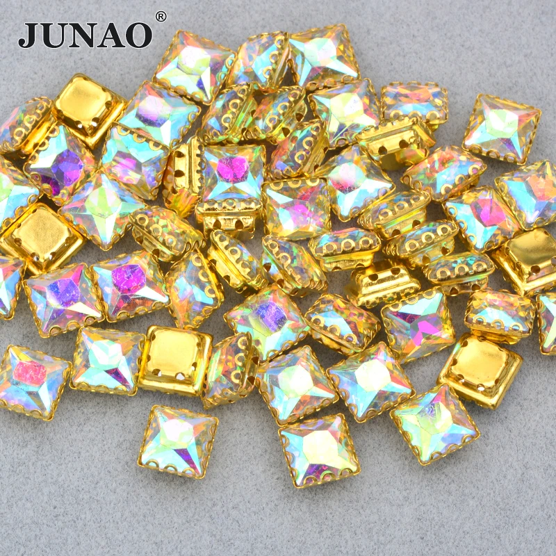 

50 шт., 8 мм квадратные Стразы JUNAO с кристаллами