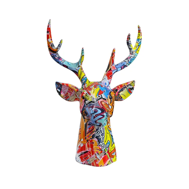 

Art Living Room Bedroom Study Color Modern Creative Home Resin Crafts Animal Deer Head Decorative Ornaments