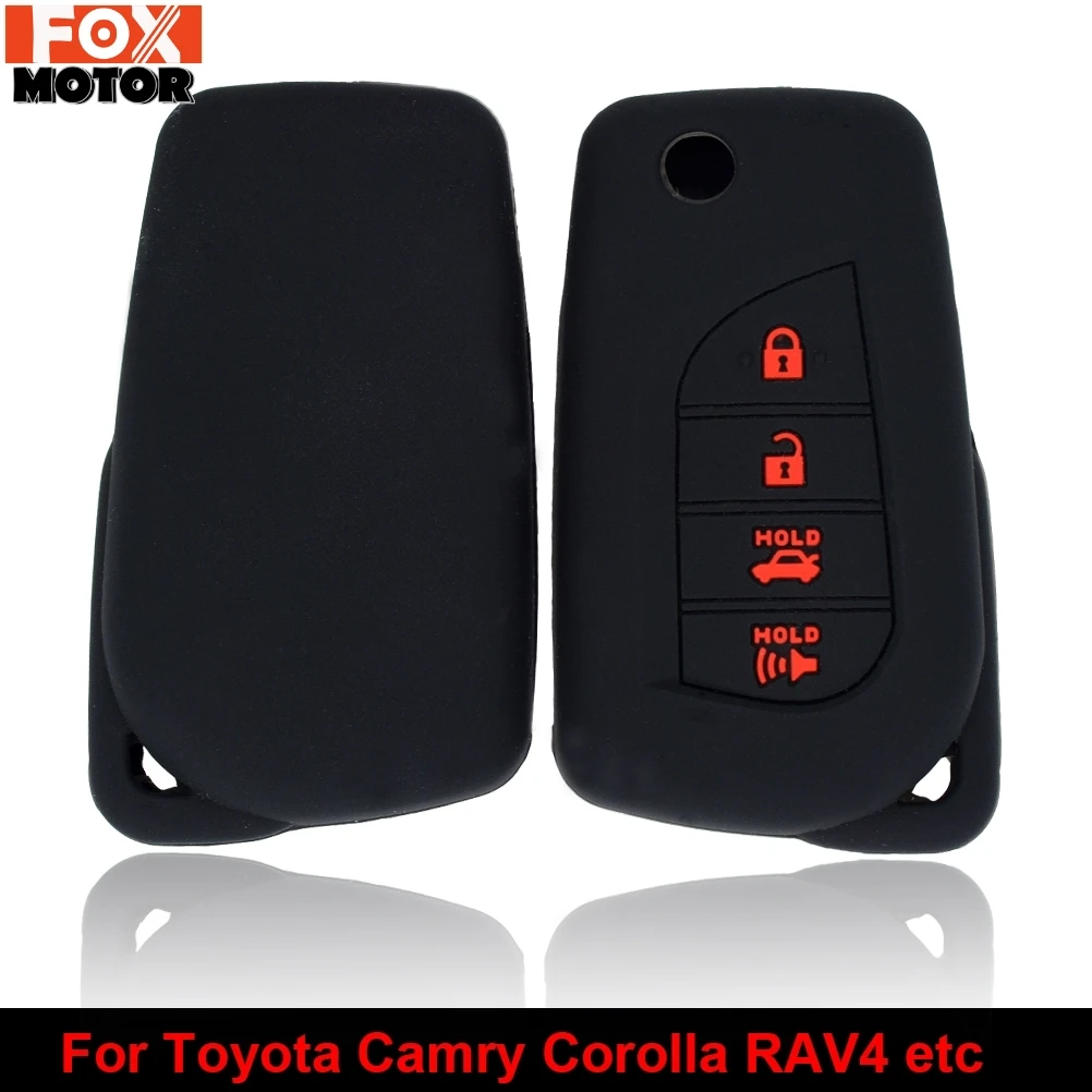 

4 кнопки чехол ключа дистанционного управления автомобилем корпус Чехол держатель протектор Силиконовый чехол для Toyota Highlander Tacoma RAV4 Camry Corolla ...
