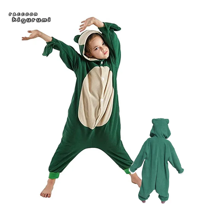 

Kids Green Cartoon Cosplay Onesie Unicorn Pajama Children Baby Animal Halloween Sleepwear Boy Girls Raccoon kigurumi