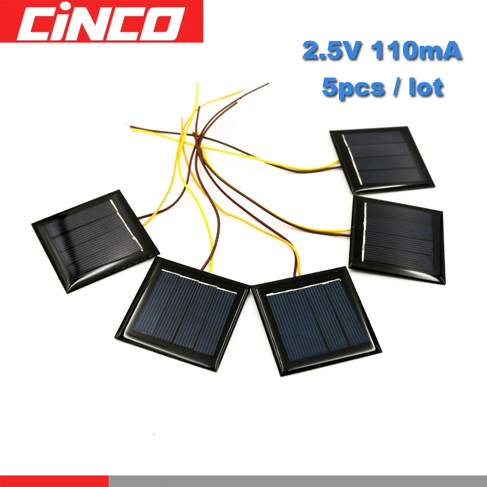 5 шт. x 2 в 100 мА солнечные элементы с проводом литий ионный аккумулятор зарядное