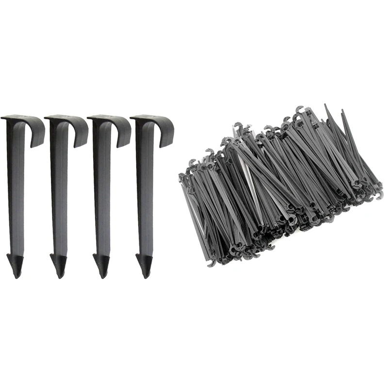 

200Pcs Irrigation Drip Support Stakes 1/4 Inch Tubing Hose with 50Pcs 16mm Garden Hose Bracket Irrigation PVC Pipe
