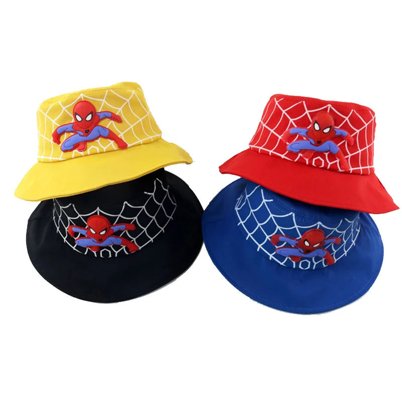 Шляпа для малышей "Человек-паук" MARVEL с светодиодами для мальчиков и девочек из хлопка, складывающаяся в панамский стиль, осеннее солнцезащитное головное убор.