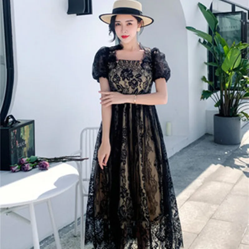 Женское модельное платье во французском стиле кружевное винтажное праздничное