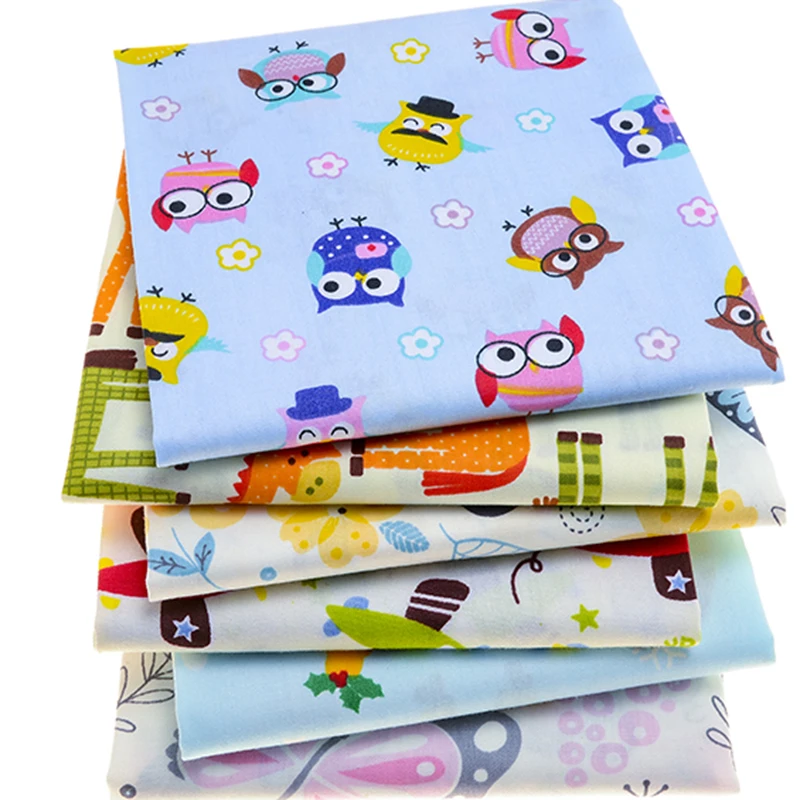 Серия сов с животными саржевая хлопчатобумажная ткань принтом Лоскутная Ткань
