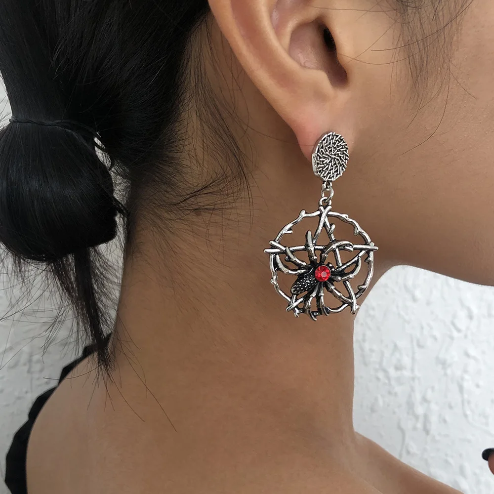 

Retro Antique Silver Color Exaggerate Spider Snake Statement Drop Earring For Women Trendy Punk Geometric Animal Earrings Bijoux
