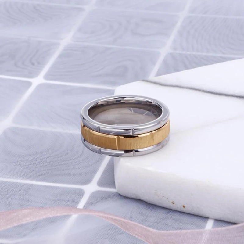 

HaoYi Trendy Gold Color Sand Surface Ring 316 Stainless Steel Punk Men's Party Jewelry