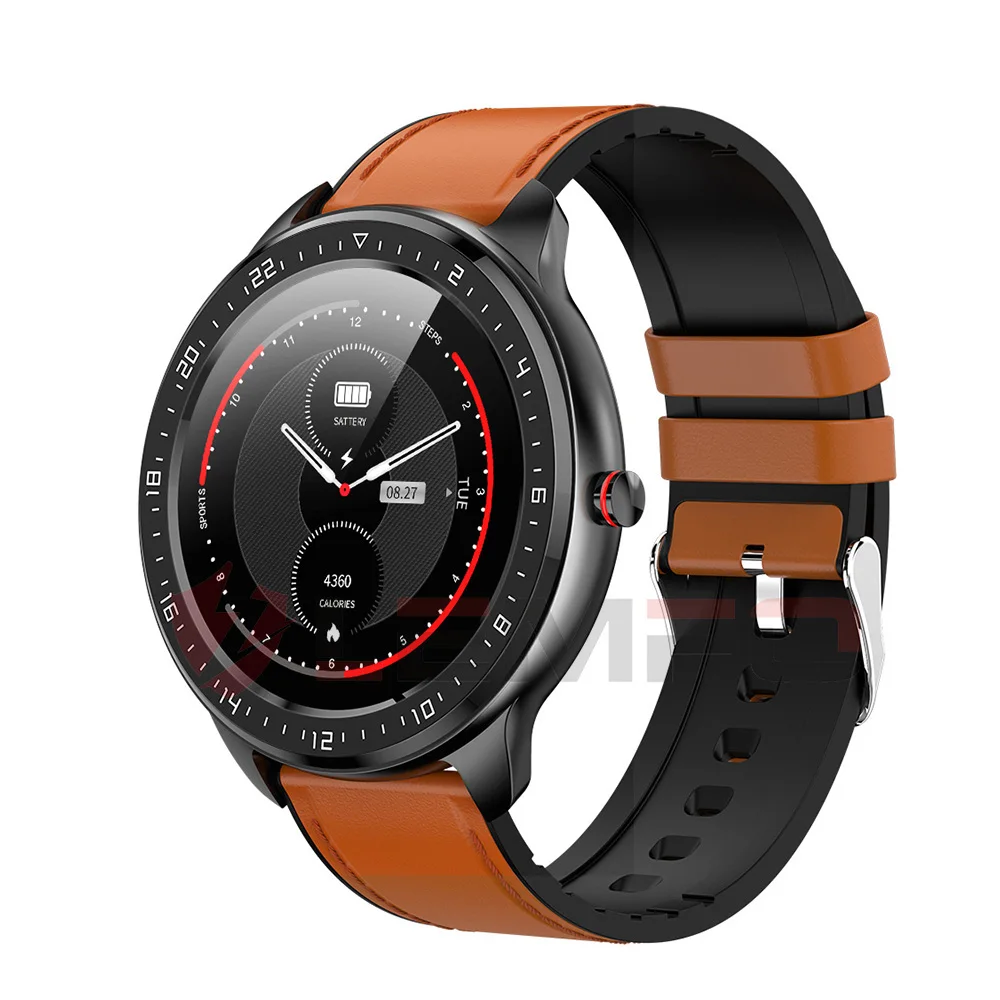brown leather Новинка, Смарт-часы, IP67, водонепроницаемые, пульсометр, Мониторинг Артериального давления, LEMFO, умные часы, фитнес-трекер для мужчин и женщин, подарок - Цвет: brown leather