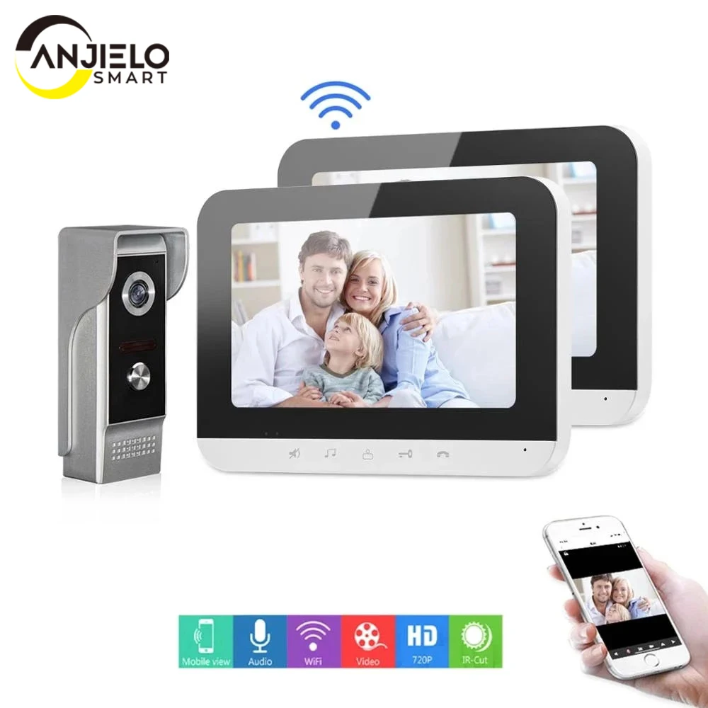 7 Inch Wifi Video Intercom for Home Monitor Record System Video Door Phone Intercom System Unlock Doorbell for Home Security