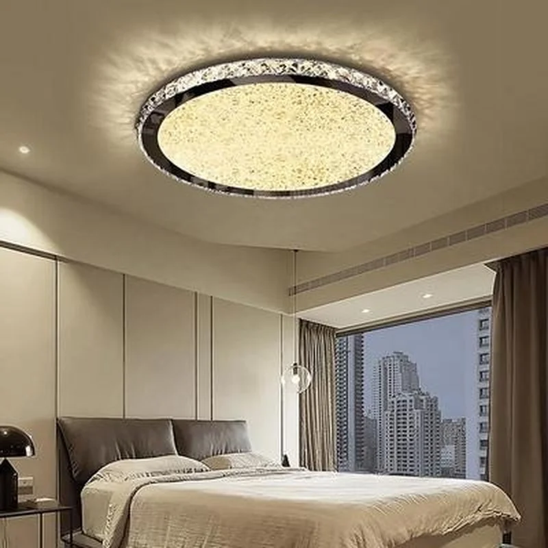 Новая круглая хрустальная люстра домашнее освещение светодиодная лампа для