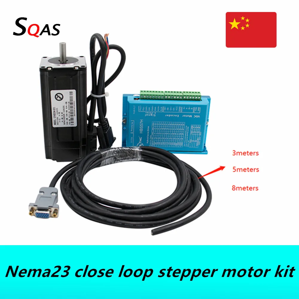 

Free shipping Nema23 close loop stepper motor kit 57HS76 2Nm/57HS112 3Nm DC motor+HBS57 driver+encoder cable for linear actuator