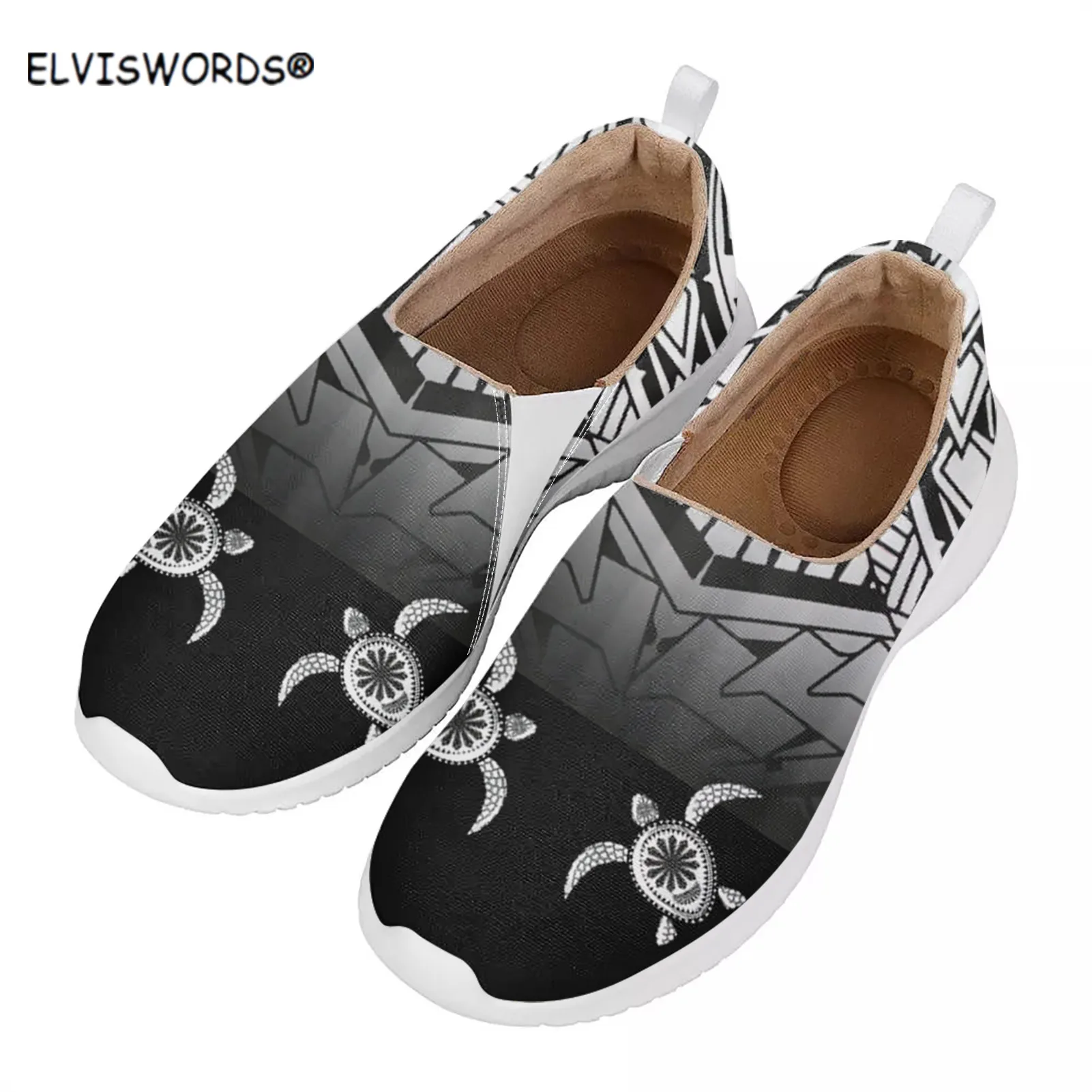 

Кроссовки ELVISWORDS женские, дышащие сетчатые, плоская подошва, морские черепахи, Плетеный полинезийский дизайн, модные весенние