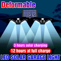 double head solar light 80w deformable led garage lamp 5v solar ceiling lights ip65 waterproof light sensor led bulb 2835 smd