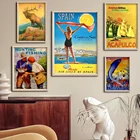 Постер для путешествий в Испании, Малага, пляжный постер с винтажным принтом, H402 постер для гостиной, домашний декор