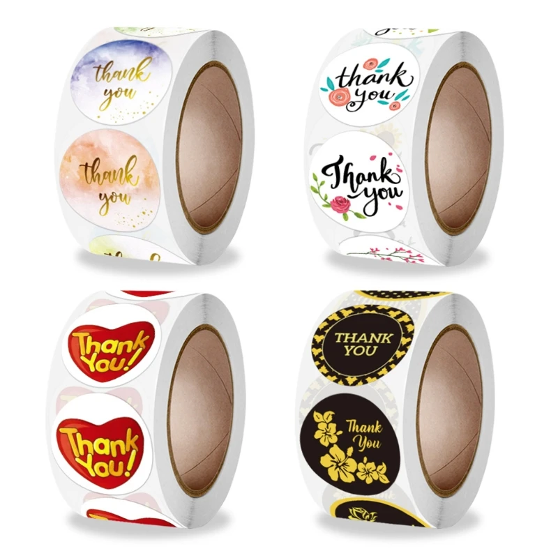 

500Pcs Roll Round Kids Stationery Stickers Sealing Stickers Decorative Sealing Labels 4 Pattern Available