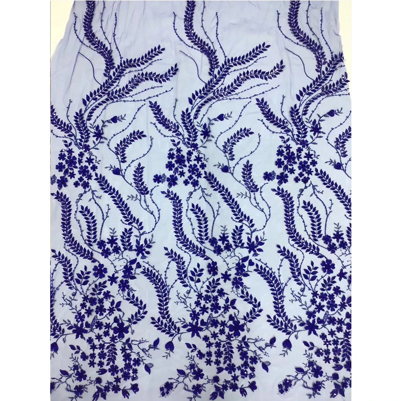 

Lace Fabric For Dresses 2020 Latest Floral Leaf Embroidery With Exquisite Sequins Net Lace Polyester Fabrics For Lady Dress