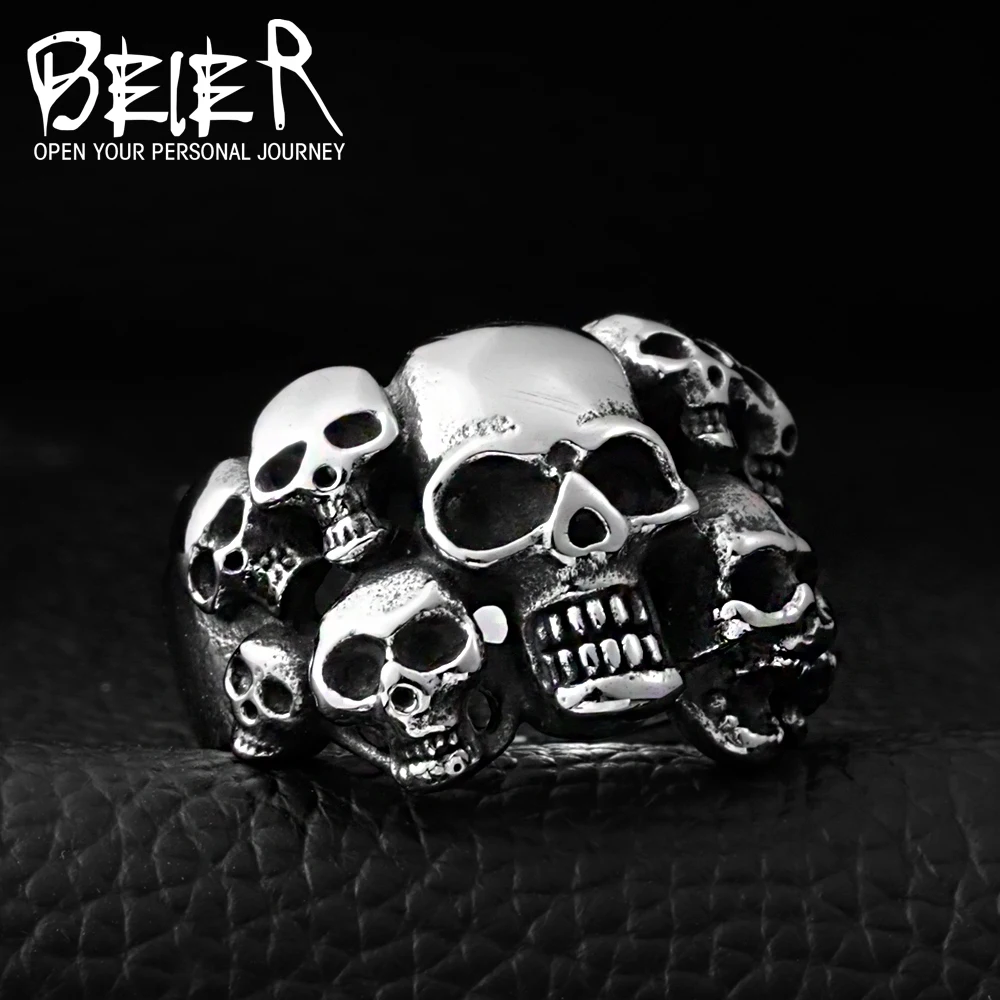 Cheap Men's Punk Biker 316L Stainless Steel Unique Design Skull Ring Jewelry BR8-041 US Size