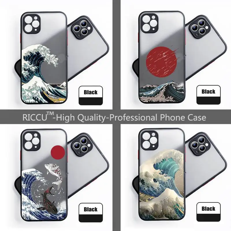 Японский чехол для телефона с изображением волн и солнца цветной бампер