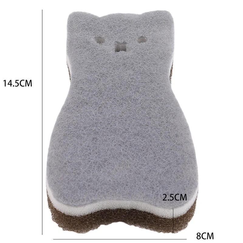 

4pcs Cute Cat Shape Sponge 3 Layer Sponge Strong Water Absorption Dishwashing Sponge Strong Rust Sponge Kitchen Cleaning Tool