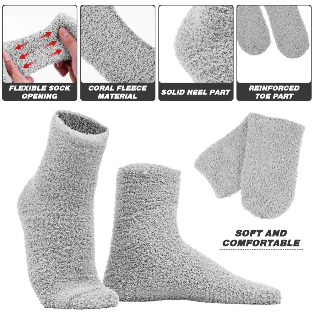 

KESYOO 3 Pairs Warm Bed Socks Super Cozy Coral Fleece Sleeping Stockings Fluffy Slipper Socks for Men Adults