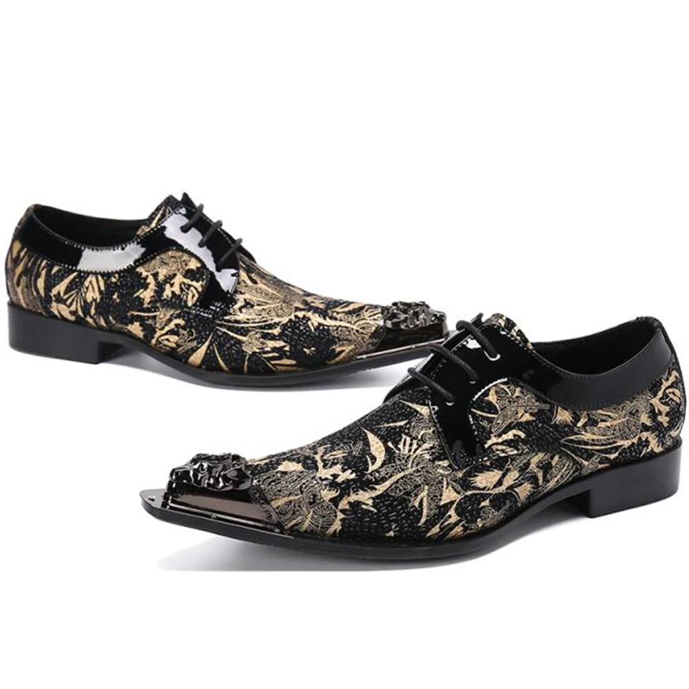 

New private customized men's high-end leather shoes, British style metal pointed toe leather overshoesleather casual men's shoes