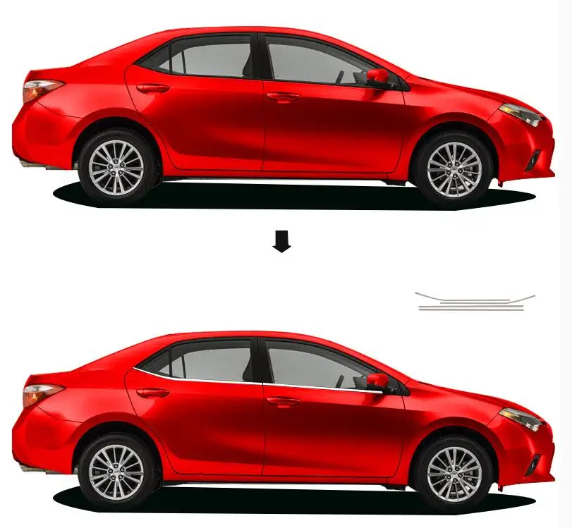 4 шт. Нижняя оконная рама из нержавеющей стали для Toyota Corolla 2014-2017 | Автомобили и