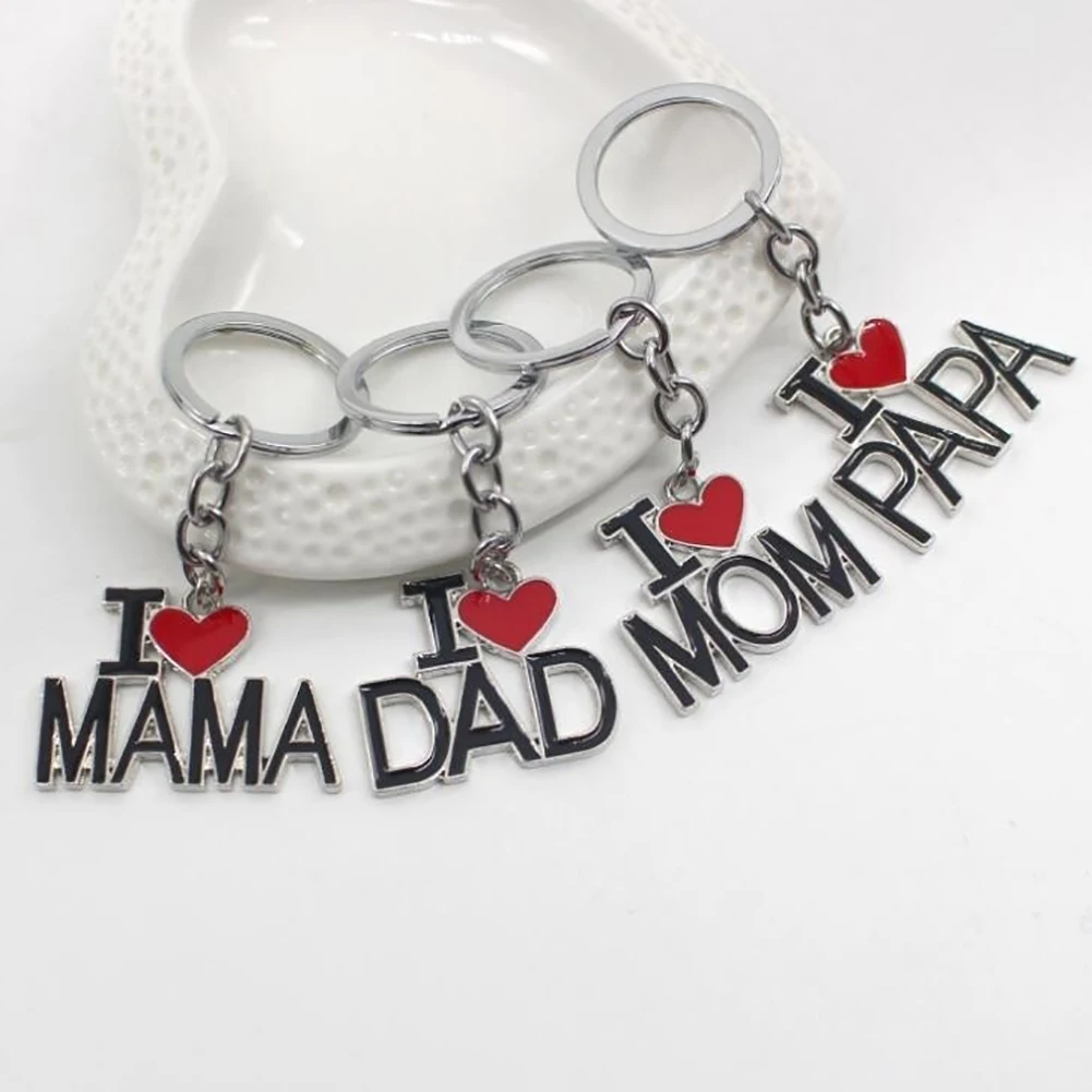 Брелок с надписью I Love Mom/Dad/Mama/Papa цепочка для ключей подвесками ювелирное