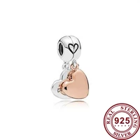 original 925 sterling silver charm creative mother daughter love heart pendant fit pandora women bracelet necklace diy jewelry