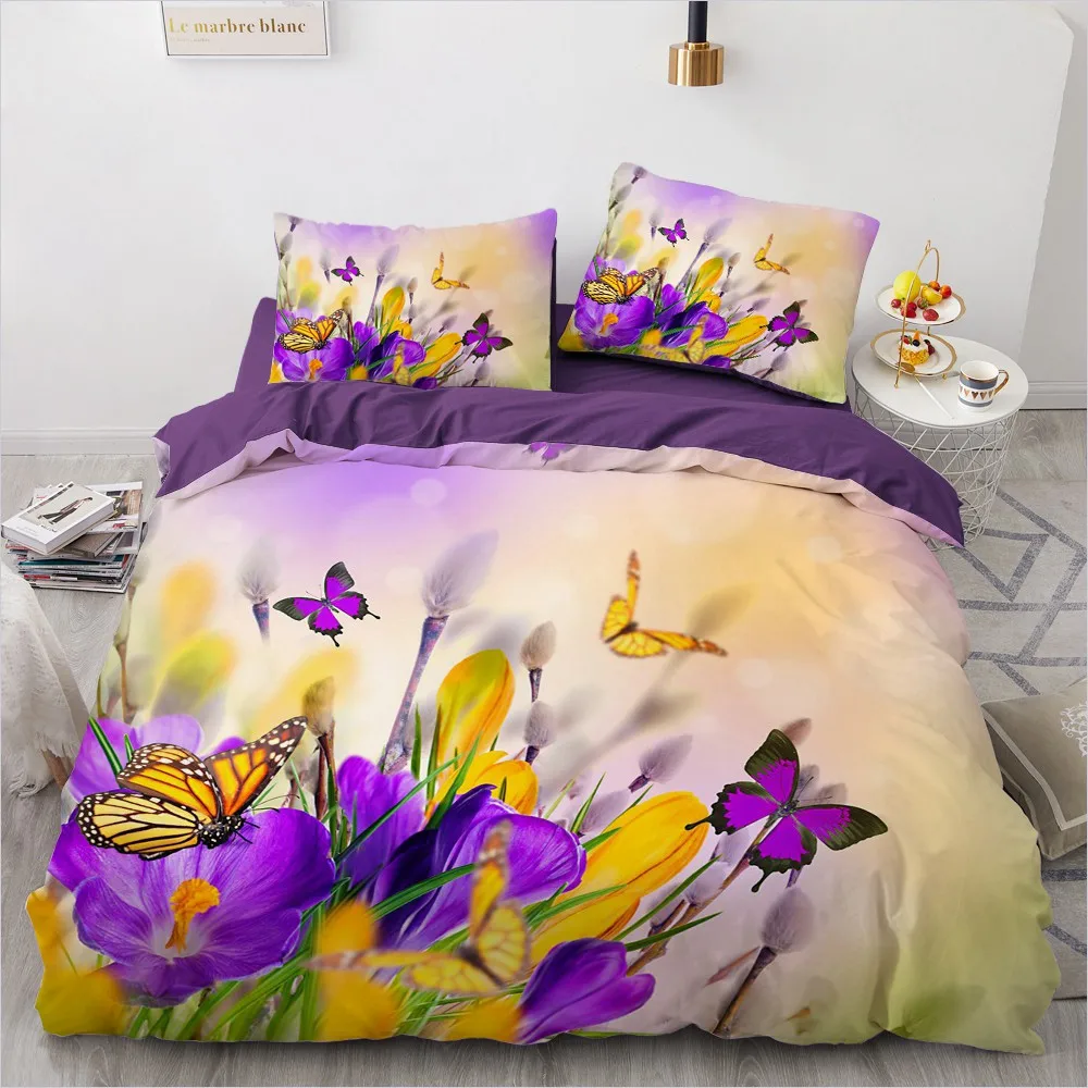 Simple Bedding Sets 3D Plant Flower Duvet Quilt Cover Set Comforter Bed Linen Pillowcase King Queen Full Double Home Texitle|Комплекты