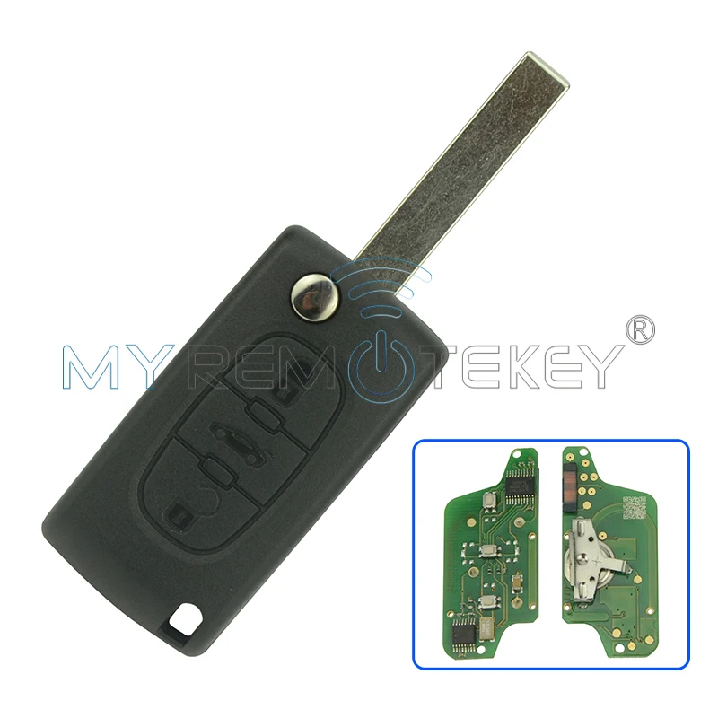 CE0523 флип дистанционного ключа автомобиля 3 кнопки для peugeot Citroen ASK 433 mhz id46 pcf7941 HU83