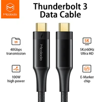 mcdodo thunderbolt 3 100w usb type c to type c 4k5k60hz 40gbps data cable usb c pd 5a fast charging for macbook projector hdtv