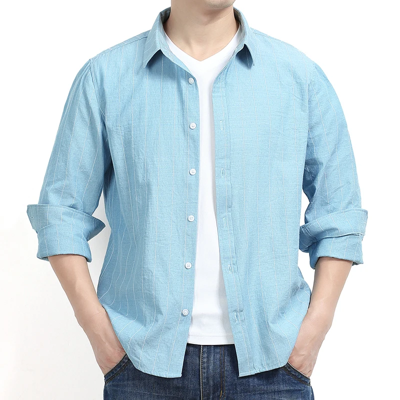 Рубашка мужская в полоску с длинным рукавом батальных размеров 8XL 7XL