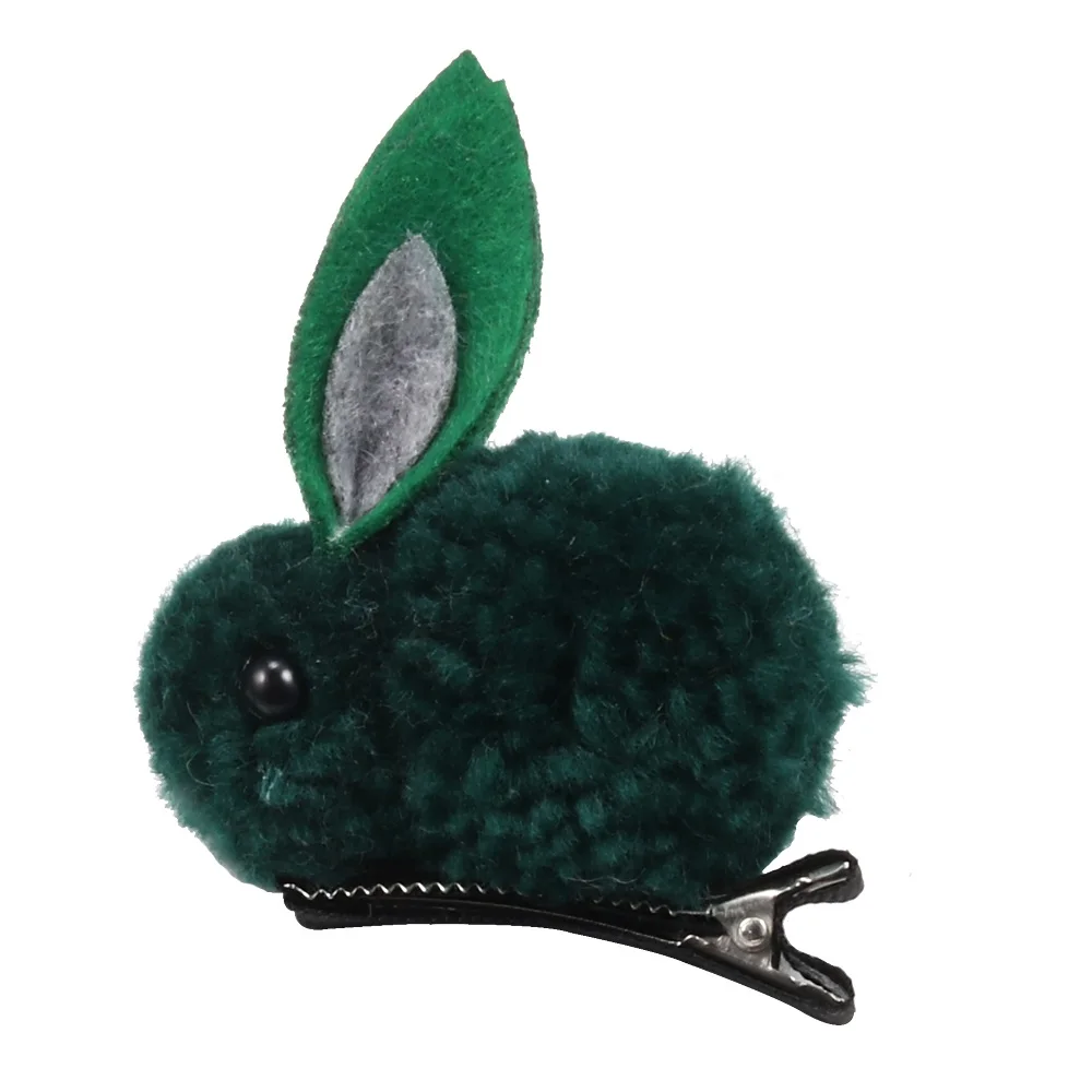 Hair clip Dark green Модная обувь с милыми помпонами из кроличьей шерсти кольцо женский галстук веревки в Корейском стиле с эластичной резинкой на резиновые резинки для волос Банни заколка для волос Детская Женские аксессуары для волос - Цвет: Hair clip Dark green