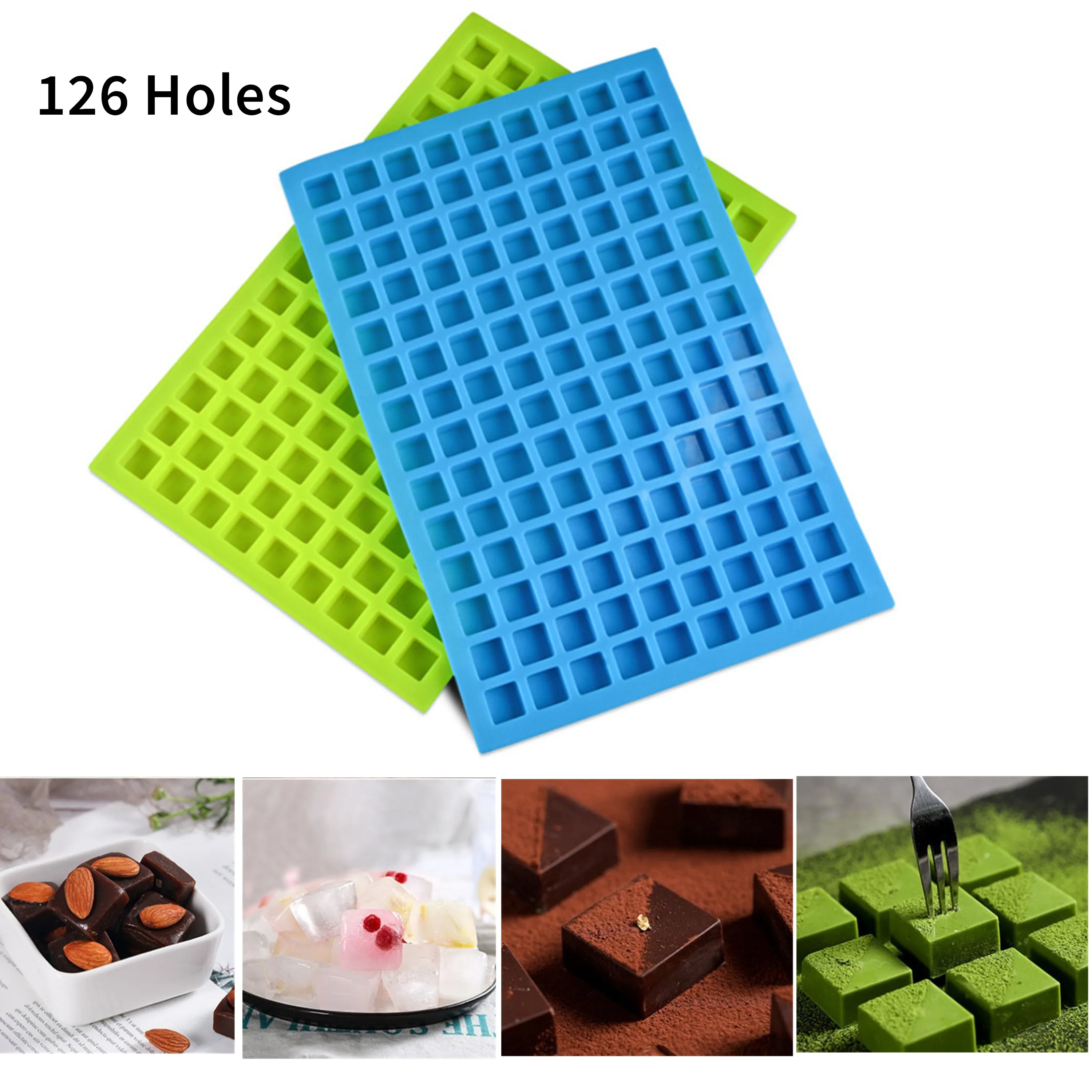 

Silicone 126 Holes Mini Square Shape Cube Mold For Ice Cake Tray Cubes Candy Chocolate Pudding Jelly Party Bar Whisky Tools